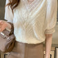 Short Sleeve V-Neck Lace Apricot Blouse ShirtShort Sleeve V-Neck Lace Apricot Blouse Shirt