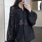 Loose Semi Transparent Lace Tassel Blouse Shirt