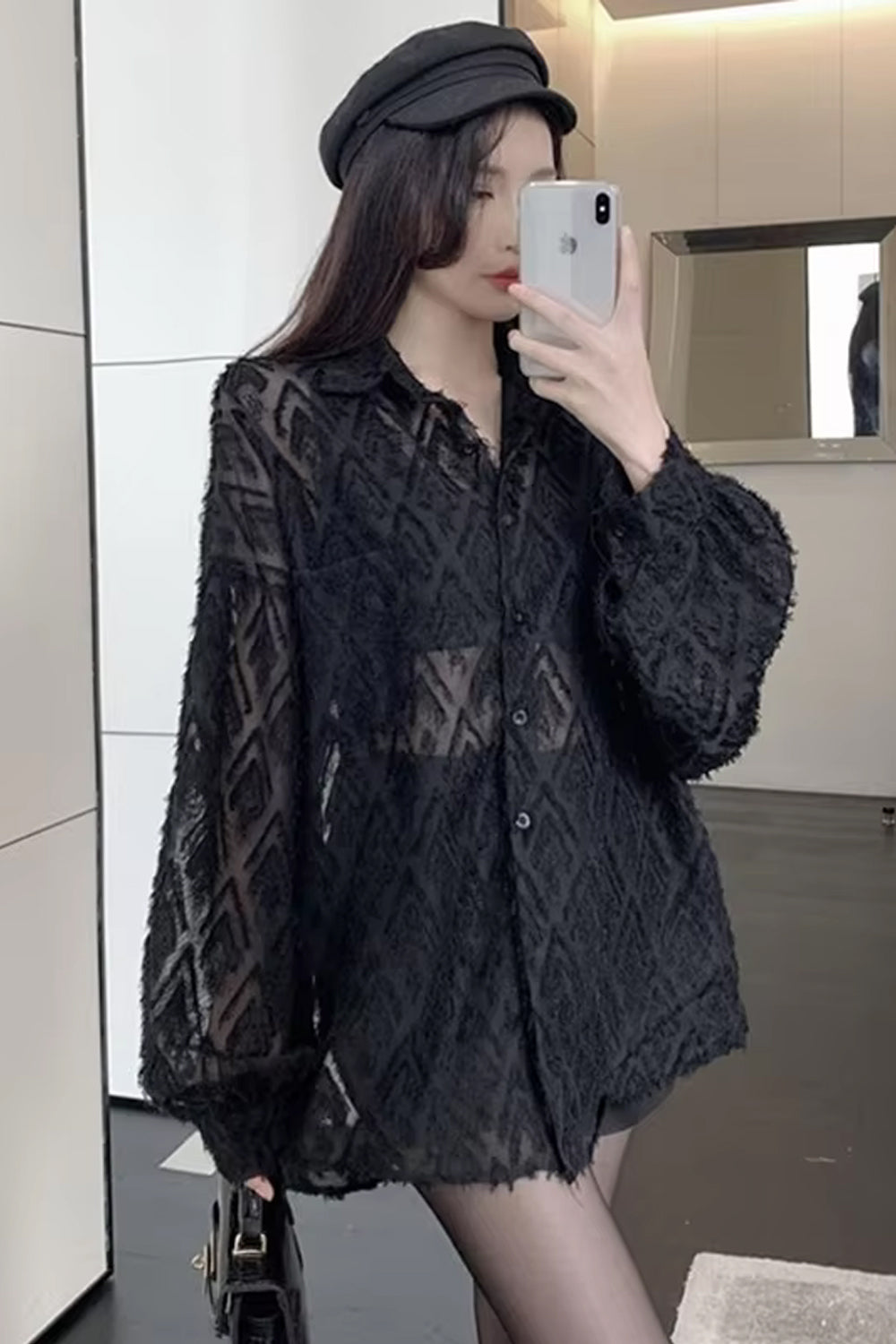 Loose Semi Transparent Lace Tassel Blouse Shirt