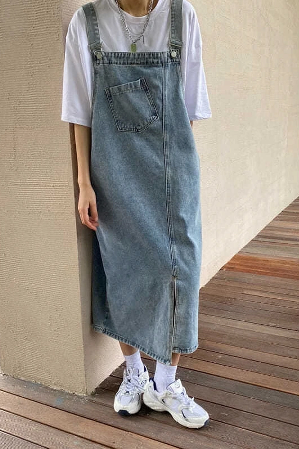 Loose Sleeveless Strap Denim Dress