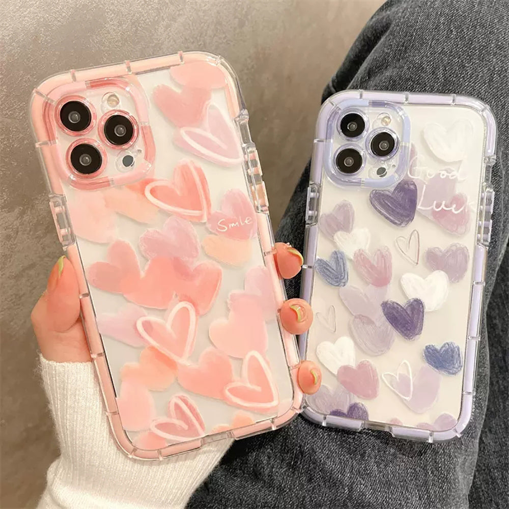 Cute Loves Pattern Transparent Case For iPhone