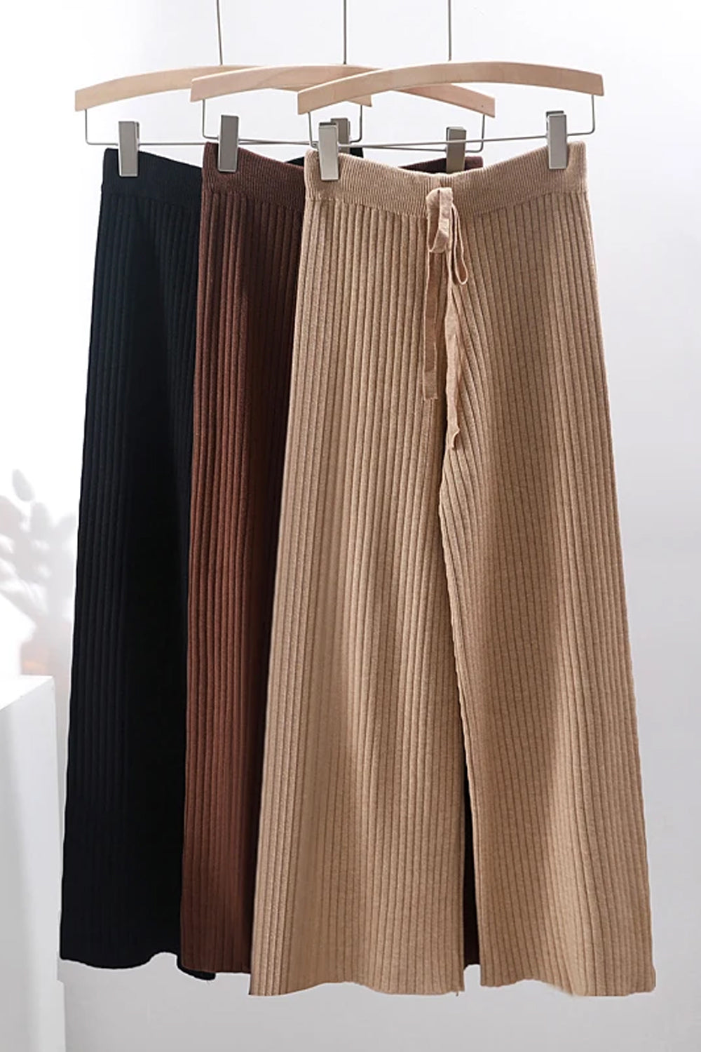 High Waist Loose Knitted Office Long Pants