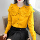 Cute Ruffled Peter Pan Collar Slim Sweater