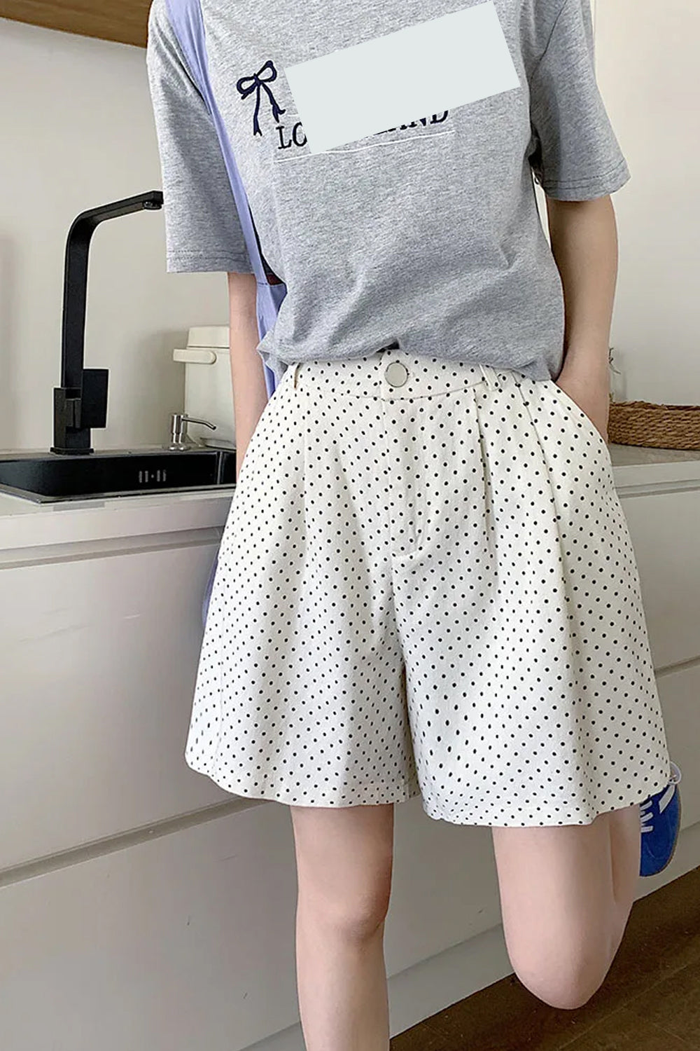 High Waist Dot Full Pattern Shorts Pants