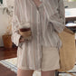 Long Sleeve Retro Striped Casual Blouse Shirts