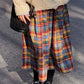 High Waist A-Line Wool Plaid Midi Skirt