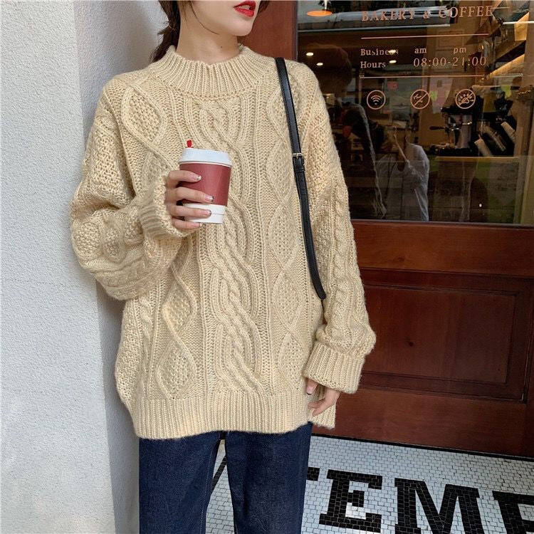 Vintage Classic Solid O-Neck Sweater