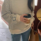 Long Sleeve Loose Thin Striped Sweatshirt