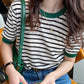 Short Sleeve O-Neck Knitted Stripe Shirt