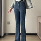 High Waist Warm Fleece Side Slim Flare Jeans Pants