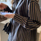 Long Sleeve Dark Color Striped Blouse Shirts