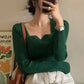 Elegant Square Collar Slim Knitted Sweater