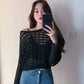 Long Sleeve Sexy Hollow Cropped Sweater