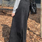 High Waist Vintage Black Denim Long Skirts