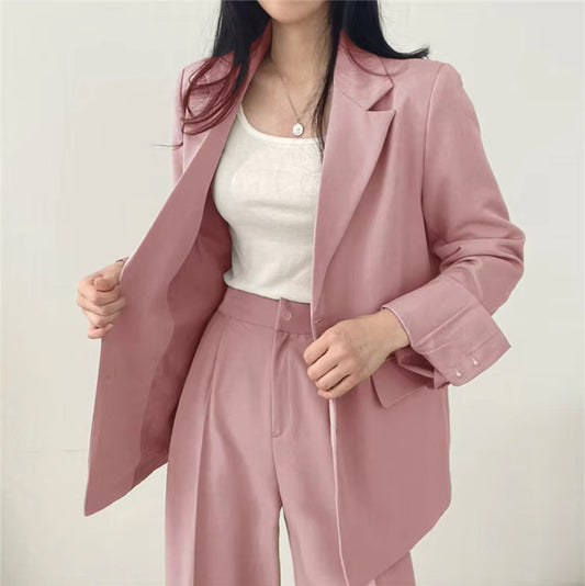 Two Piece Long Sleeve Blazers Set With Long Pants