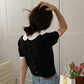 Puff Sleeve Back Button Up Shirt