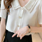 Short Sleeve Turn Down Collar Office Blouse Shirts