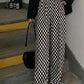 High Waist Black and White Plaid Long Pants