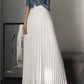 High Waist Solid Colors Long Pleated Skirts