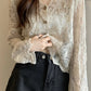 Long Sleeve Knitted Semi Transparent Embroidery Crochet Shirt