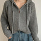 Long Sleeve Hooded Zip Up Knitted Sweater