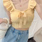 Square Neck Bow Tie Knitted Crop Tops