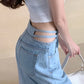 High Waist Side Hollow Out Jeans Pants