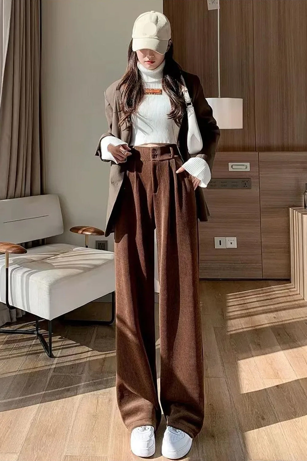 High Waist Velvet Warm Long Pants