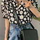 Short Sleeve Notched Daisy Pattern Blouse Shirts