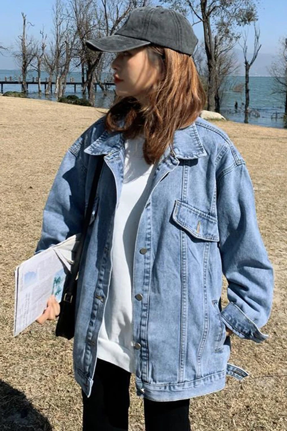 Loose Basic Blue Denim Jeans Jacket