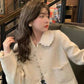 Sweet Lace Peter Pan Collar Cropped Cardigan Sweater