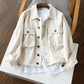 Loose Casual Beige Denim Jeans Jacket