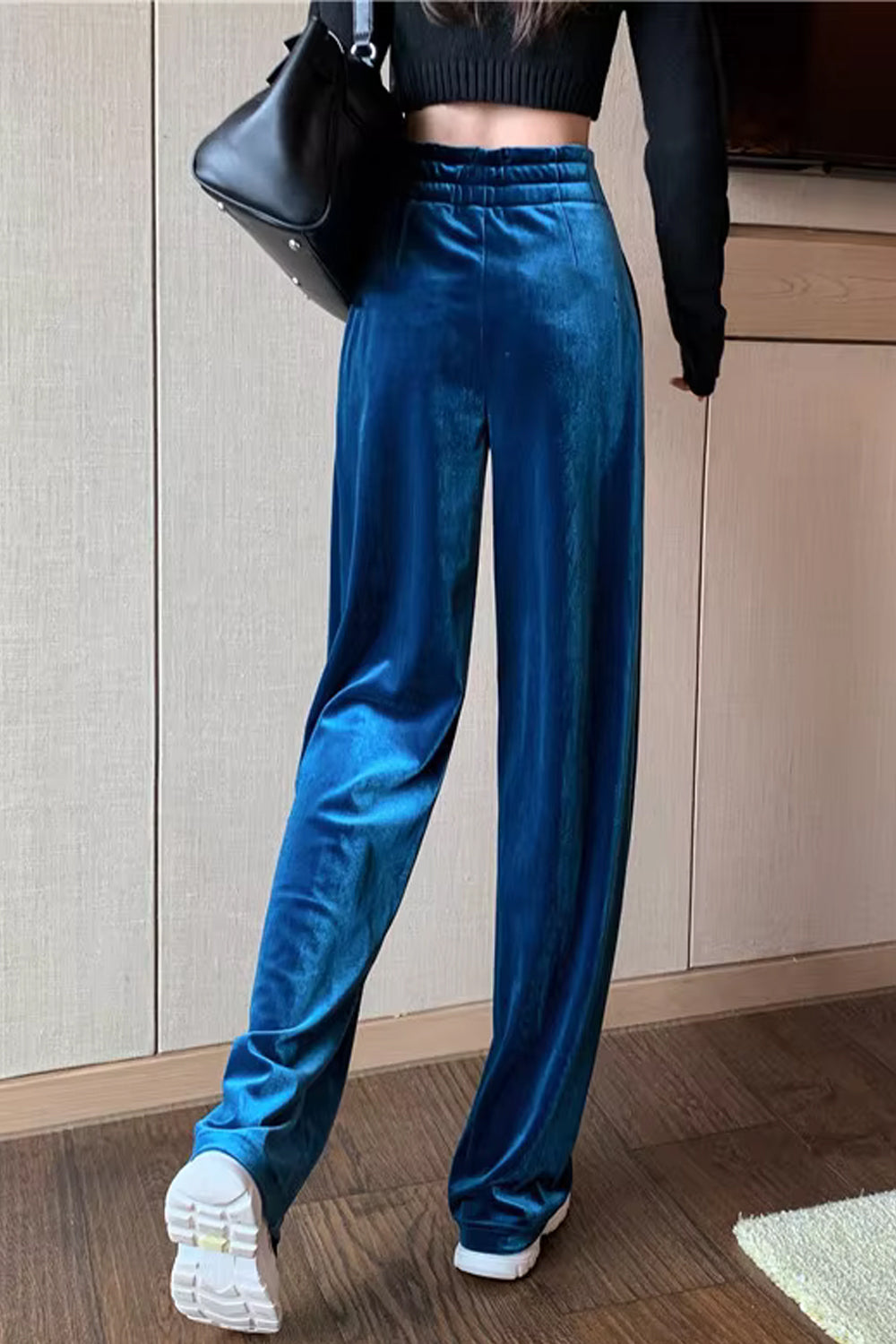 High Waist Long Office Velvet Pants