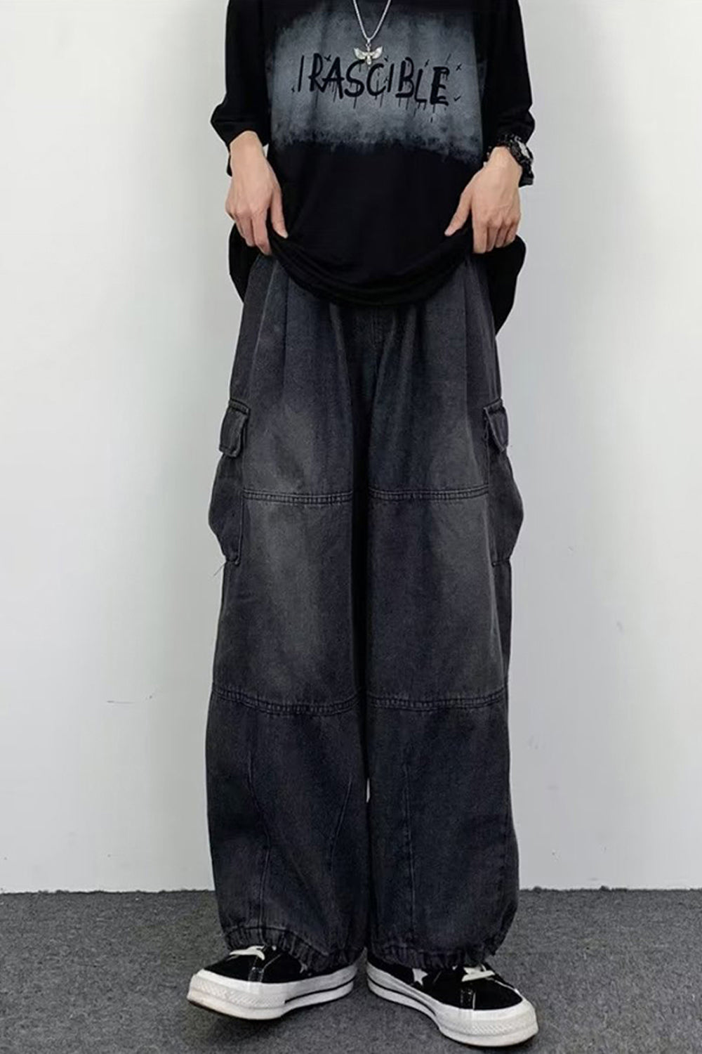 Loose Side Pockets Casual Jeans Pants