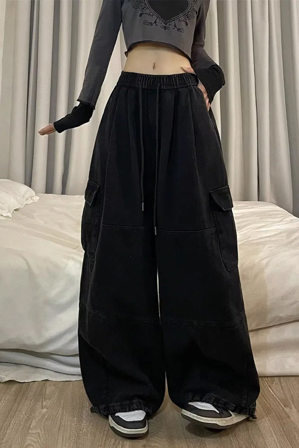 Loose Wide Leg Cargo Pockets Sweatpants