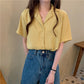 Cute Colors Notched Collar Blouse Shirt