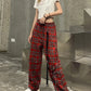 High Waist Red Plaid Hip Hop Pants