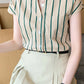 Striped Pattern Sleeveless Office Blouse Shirt