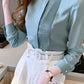 Long Sleeve High Neck Irregular Blouse Shirt