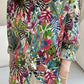 Long Sleeve Colorful Flowers Pattern Blouse Shirts