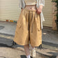 Elastic Waist Basic Cargo Pockets Shorts