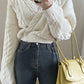 Long Sleeve V-Neck Irregular Button Knitted Cardigan Sweater