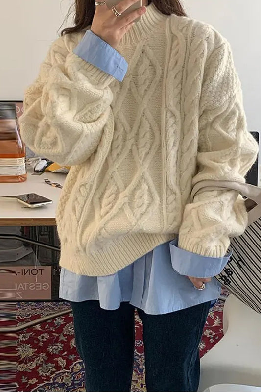 Loose O-Neck Thick Retro Knitted Sweater