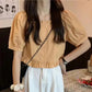 Puff Sleeve Sweet Ruffles Cropped Shirts