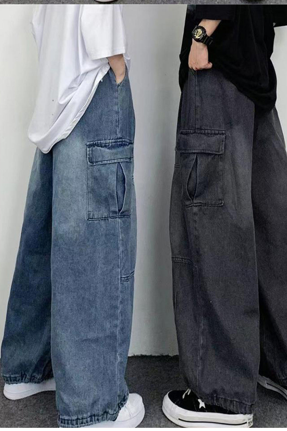 Loose Side Pockets Casual Jeans Pants