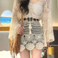 V-Neck Knitted Hollow Flare Sleeve Outer