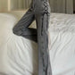 High Waist Side Lace Tie Grey Jeans Pants