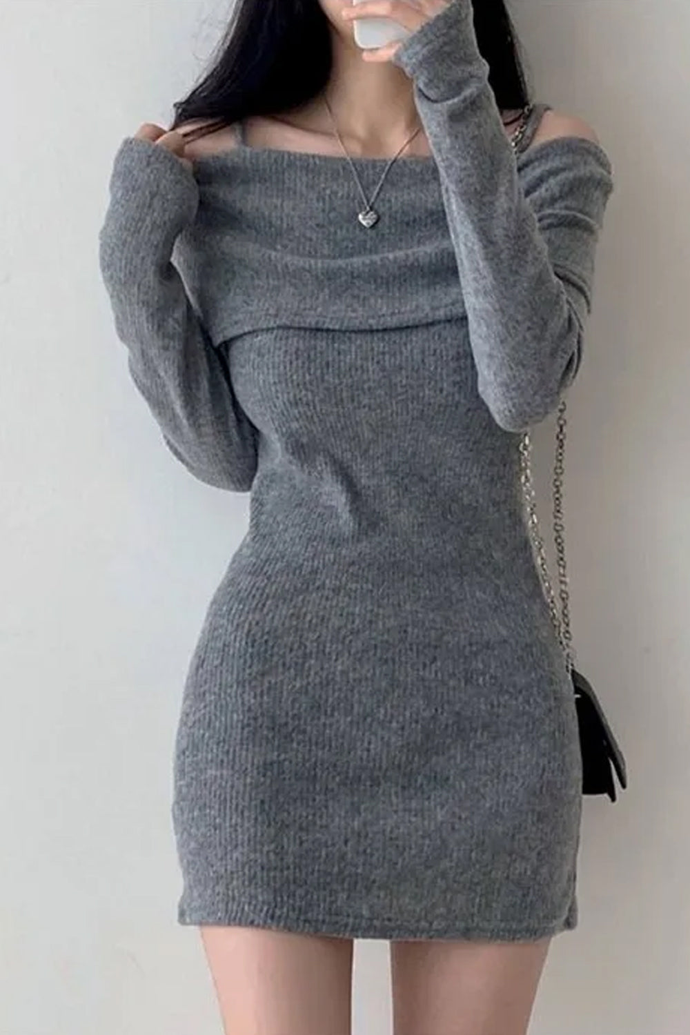 Sexy Off Shoulder Knitted Slim Mini Dress