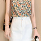 Sleeveless Floral Pattern Blouse Shirt