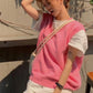 V-Neck Sleeveless Pink Vest Sweater